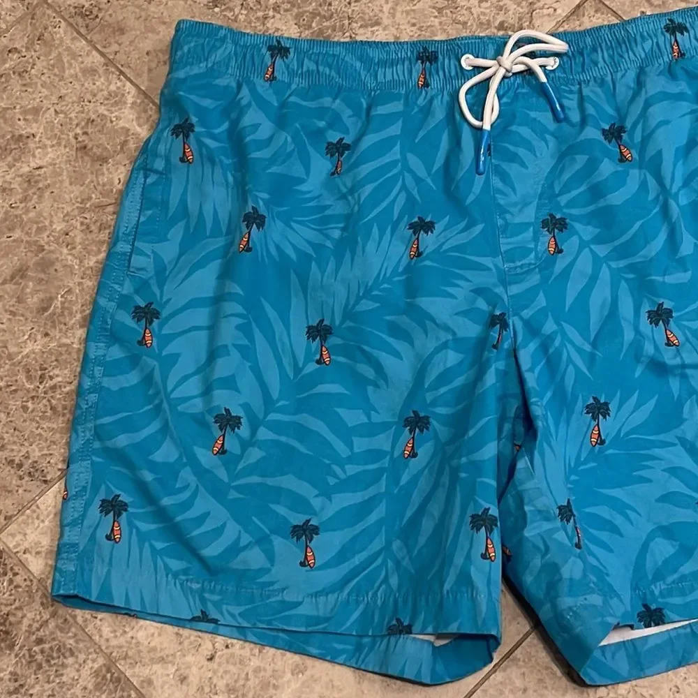 American Eagle AEO Palm Tree Swim Trunks Blue XL